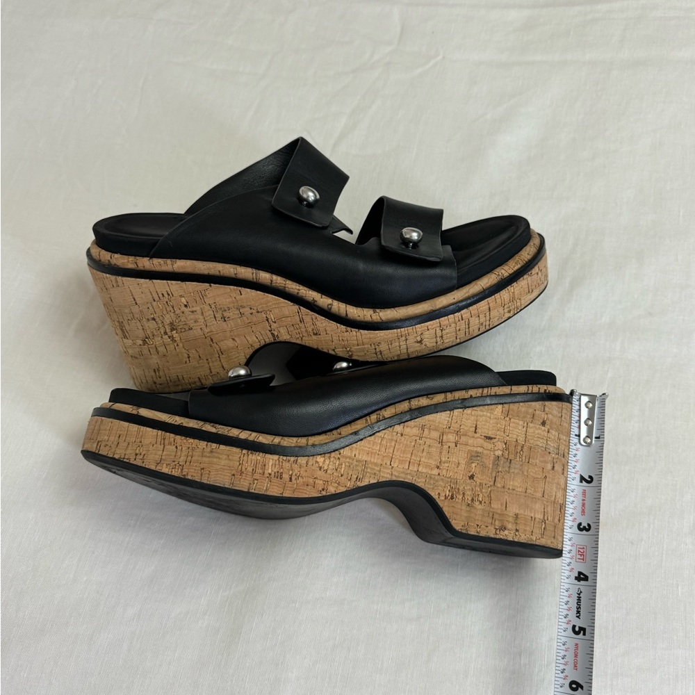 Rag & Bone Sommer Leather Double-Buckle Slide High-Heel Wedge Sandals Size 41 - Picture 8 of 12